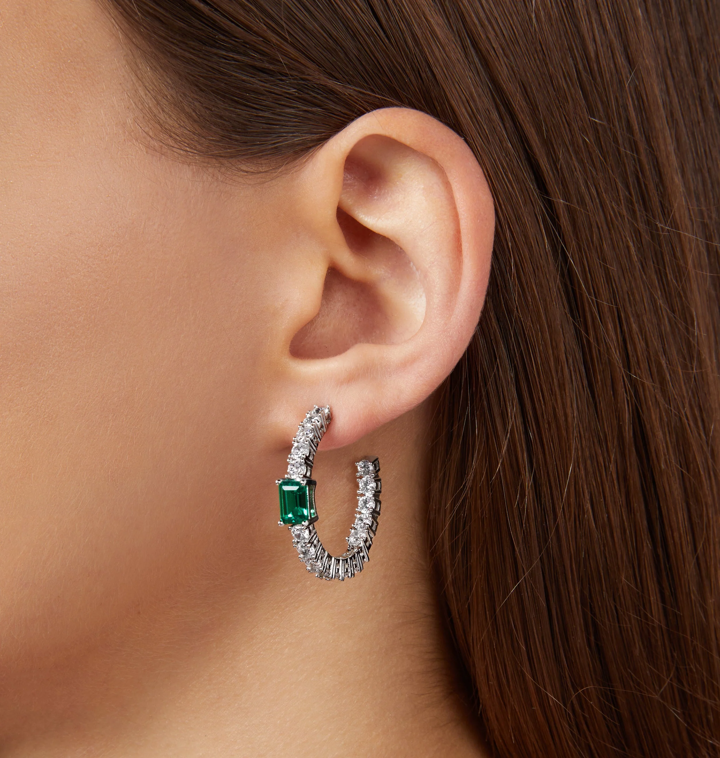 EMERALD HOOP EARRINGS - Image 2