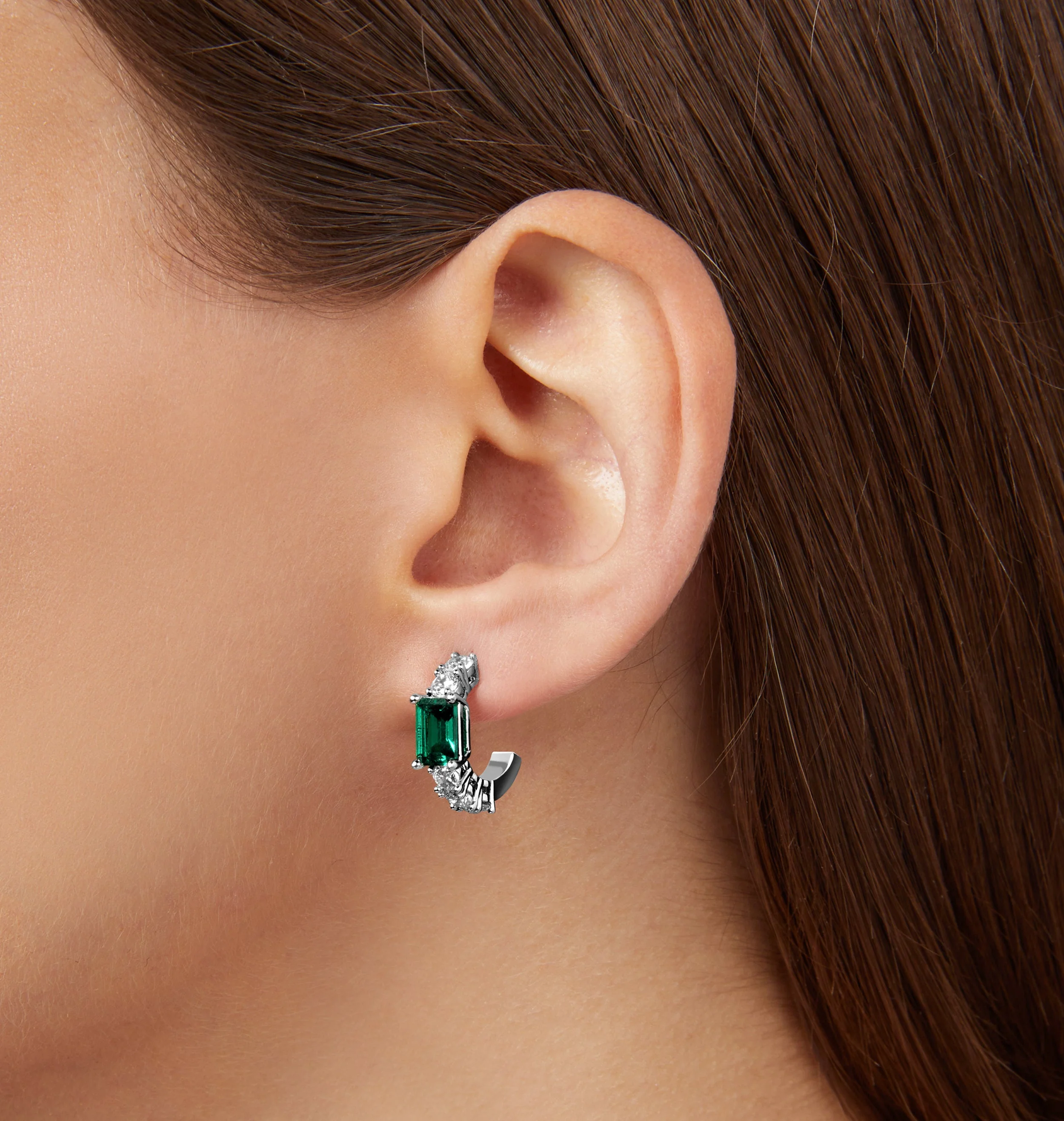 EMERALD HOOP EARRINGS - Image 2