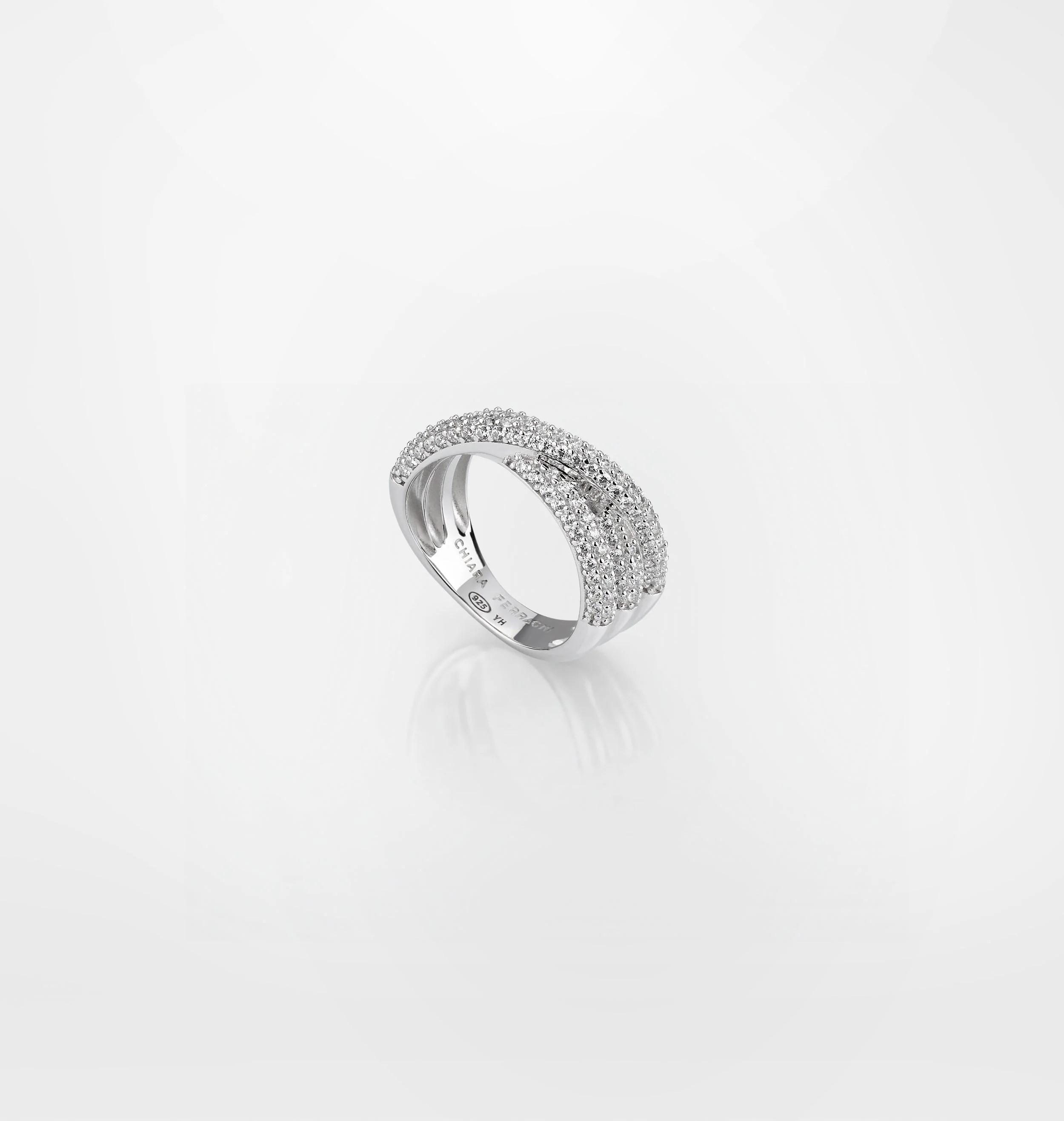 PAVÈ CROSSOVER TRIPLE RING SILVER 925