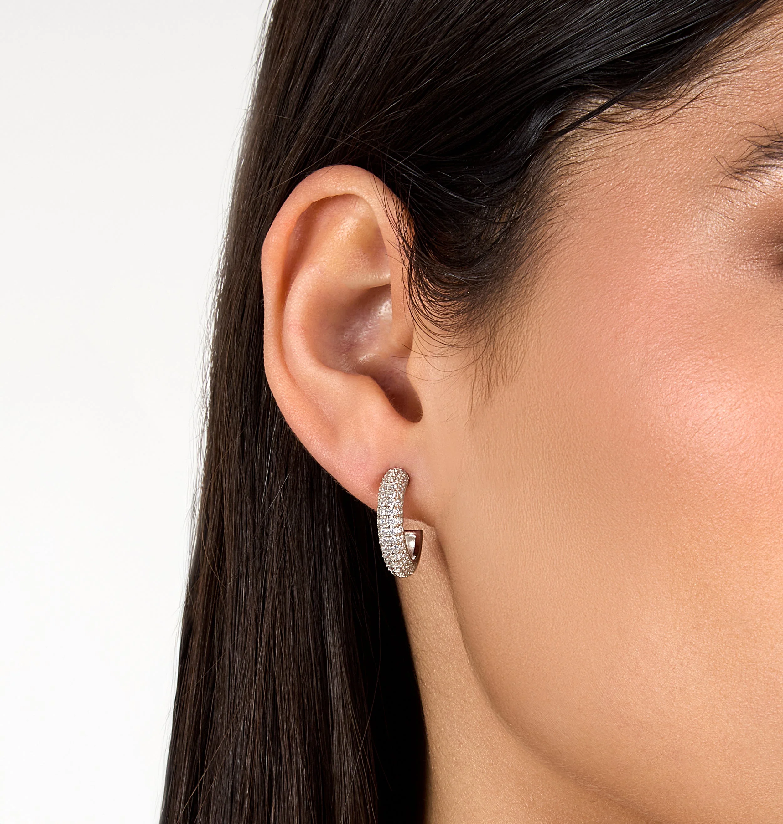 PAVÈ HOOP EARRINGS SILVER 925 - Image 2