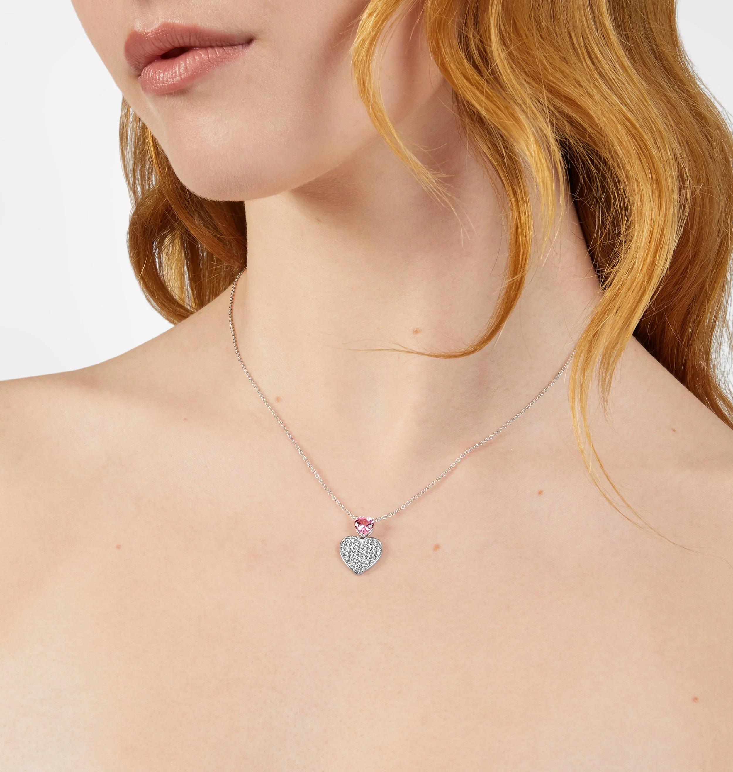 PINK HEARTS NECKLACE SILVER 925 - Image 2